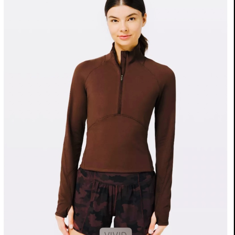 Lululemon 1|2 Zip Always Alert Brown Crop Size 2